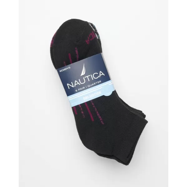 Nautica Womens Socks  Athletic Cushion Quarter Cut Socks 6 PackBlackBlue