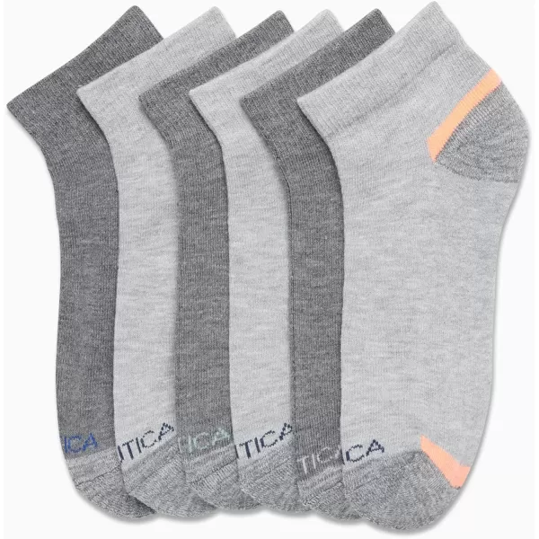 Nautica Womens Socks  Athletic Cushion Quarter Cut Socks 6 PackCharcoal Grey