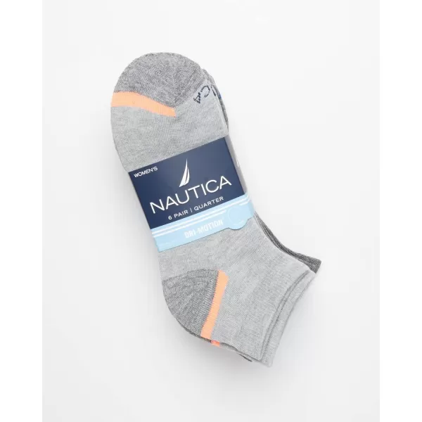 Nautica Womens Socks  Athletic Cushion Quarter Cut Socks 6 PackCharcoal Grey