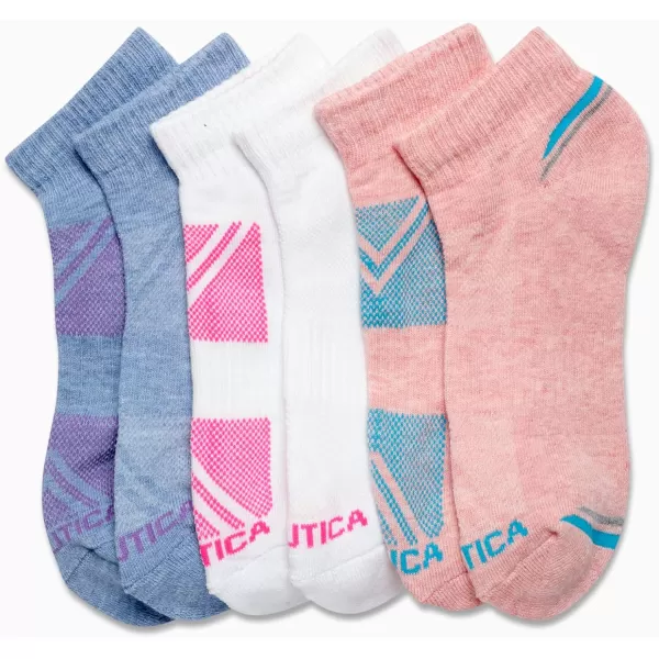 Nautica Womens Socks  Athletic Cushion Quarter Cut Socks 6 PackPink Heather Assorted