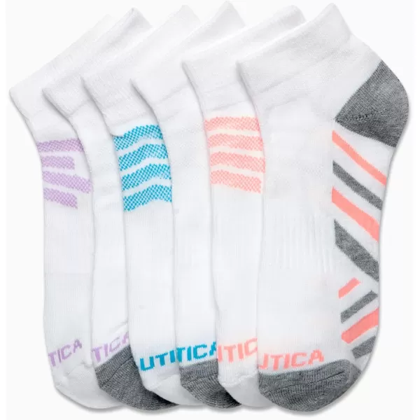 Nautica Womens Socks  Athletic Cushion Quarter Cut Socks 6 PackWhite Stripe