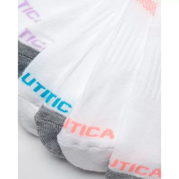 Nautica Womens Socks  Athletic Cushion Quarter Cut Socks 6 PackWhite Stripe