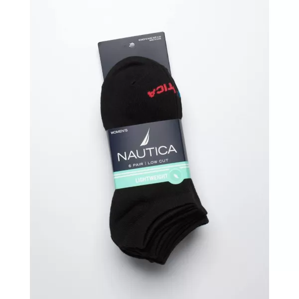 Nautica Womens Socks  Lightweight Athletic Low Cut Socks 6 PackBlack