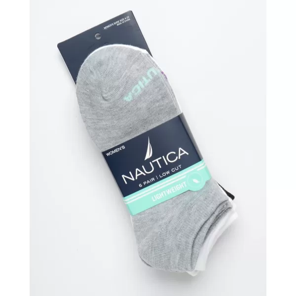 Nautica Womens Socks  Lightweight Athletic Low Cut Socks 6 PackGreyWhiteBlack