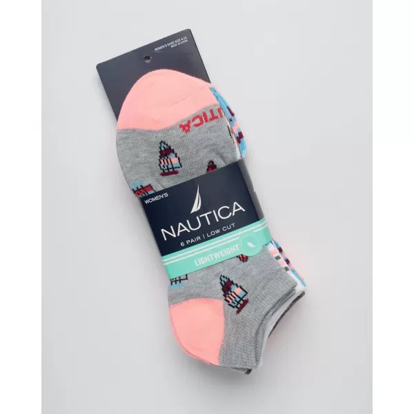 Nautica Womens Socks  Lightweight Athletic Low Cut Socks 6 PackHeather Grey Asst