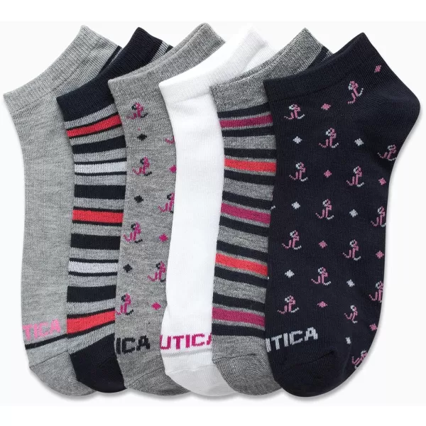 Nautica Womens Socks  Lightweight Athletic Low Cut Socks 6 PackNavy Assorted