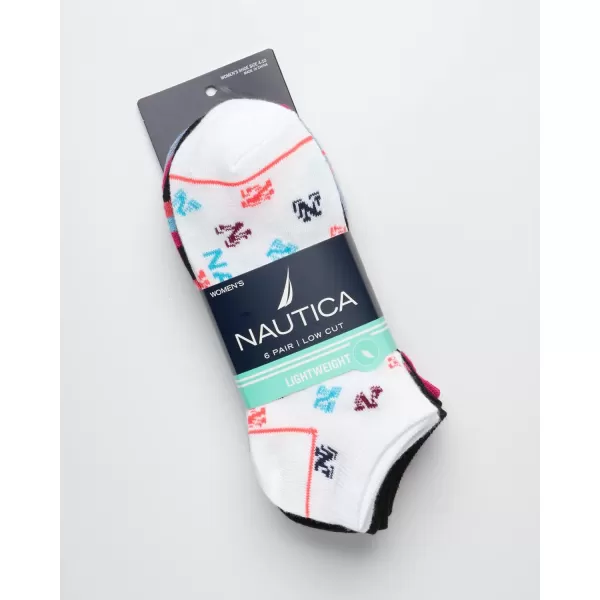 Nautica Womens Socks  Lightweight Athletic Low Cut Socks 6 PackWhite Assortment