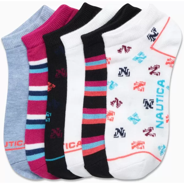 Nautica Womens Socks  Lightweight Athletic Low Cut Socks 6 PackWhite Assortment