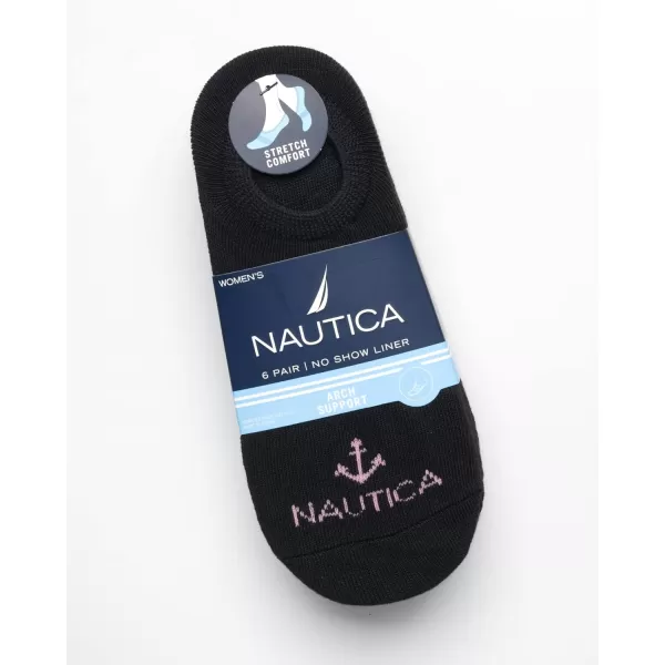 Nautica Womens Socks  No Show Cuff Liners 6 PackBlack Logo