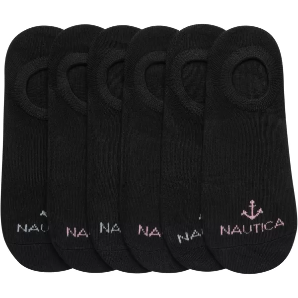 Nautica Womens Socks  No Show Cuff Liners 6 PackBlack Logo