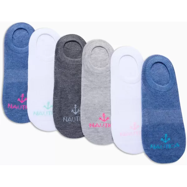 Nautica Womens Socks  No Show Cuff Liners 6 PackDenim Assorted