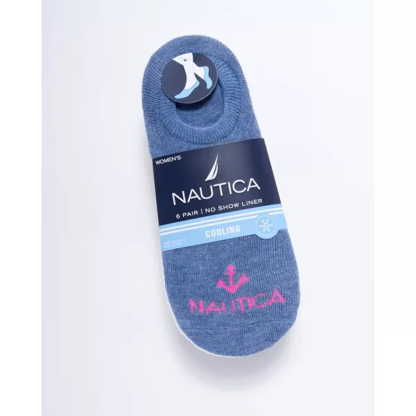 Nautica Womens Socks  No Show Cuff Liners 6 PackDenim Assorted