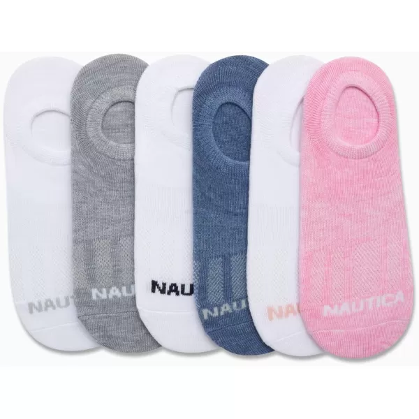 Nautica Womens Socks  No Show Cuff Liners 6 PackPink Assortment