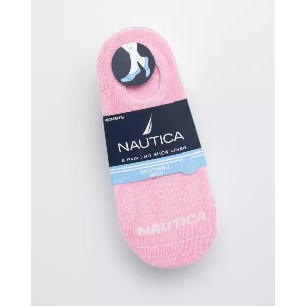 Nautica Womens Socks  No Show Cuff Liners 6 PackPink Assortment