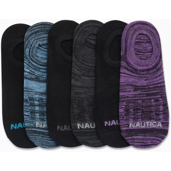 Nautica Womens Socks  No Show Cuff Liners 6 PackPurpleBlack