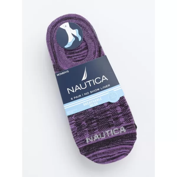 Nautica Womens Socks  No Show Cuff Liners 6 PackPurpleBlack