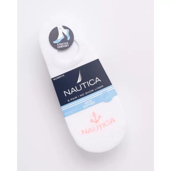 Nautica Womens Socks  No Show Cuff Liners 6 PackWhite