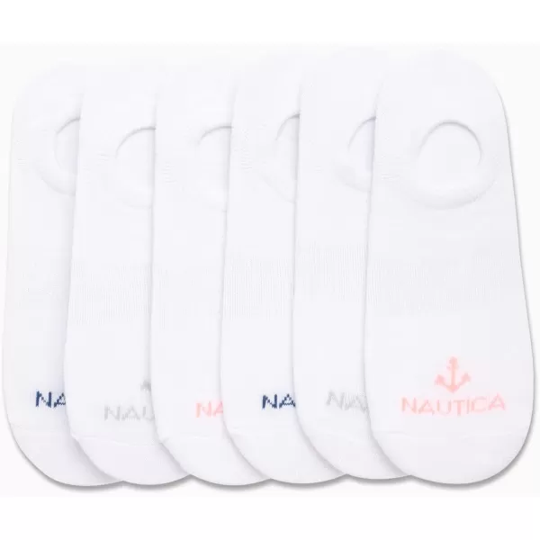 Nautica Womens Socks  No Show Cuff Liners 6 PackWhite