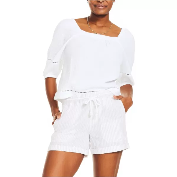 Nautica Womens SquareNeck TopBright White