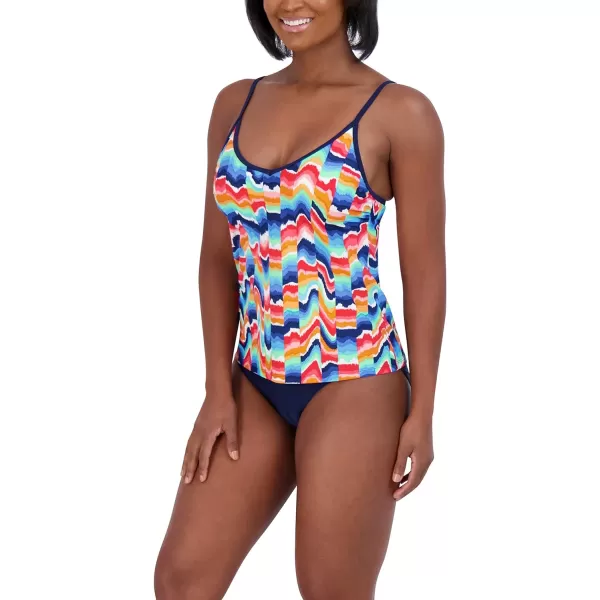 Nautica Womens Standard Crossback V Neck Tankini Tummy Control Removable Cup Adjustable Strap Swimsuit SetCurrent Multi