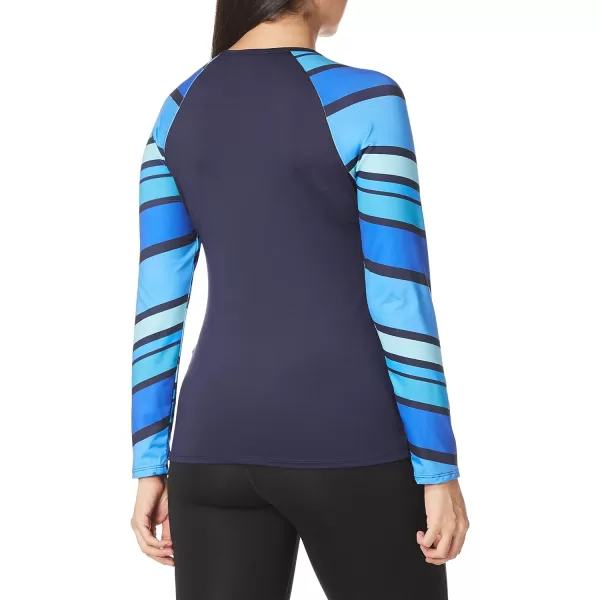 Nautica Womens Standard Long Sleeve Rashguard UPF 30 Uv Sun Protection Swim ShirtBlue