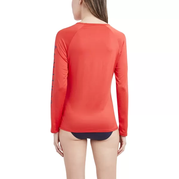 Nautica Womens Standard Long Sleeve Rashguard UPF 30 Uv Sun Protection Swim ShirtOrange