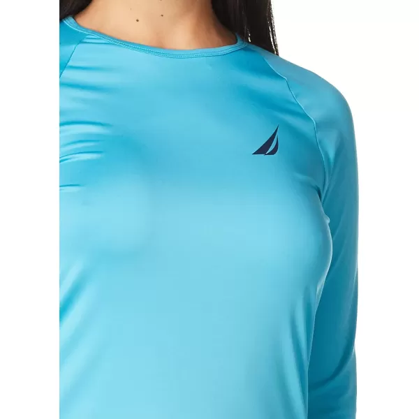 Nautica Womens Standard Long Sleeve Rashguard UPF 30 Uv Sun Protection Swim ShirtTeal