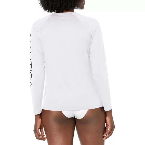 Nautica Womens Standard Long Sleeve Rashguard UPF 30 Uv Sun Protection Swim ShirtWhite