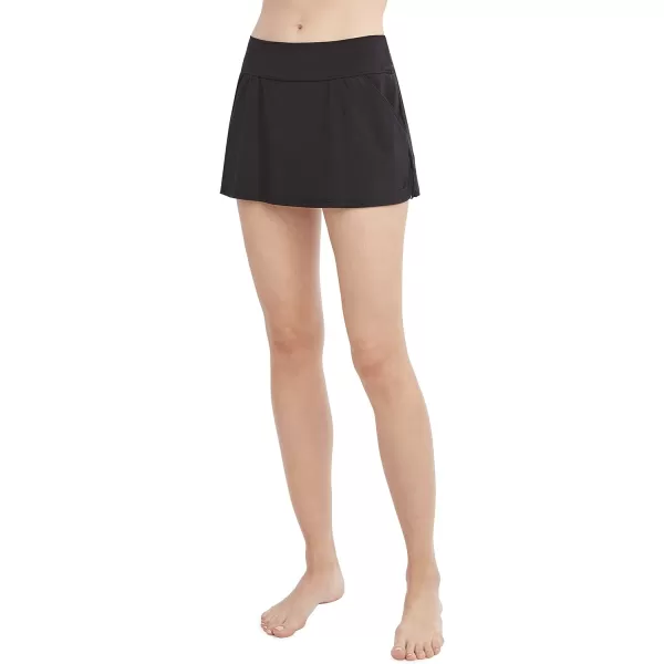 Nautica Womens Standard MidRise Core Flattering Wide Waistband Swim SkirtBlack