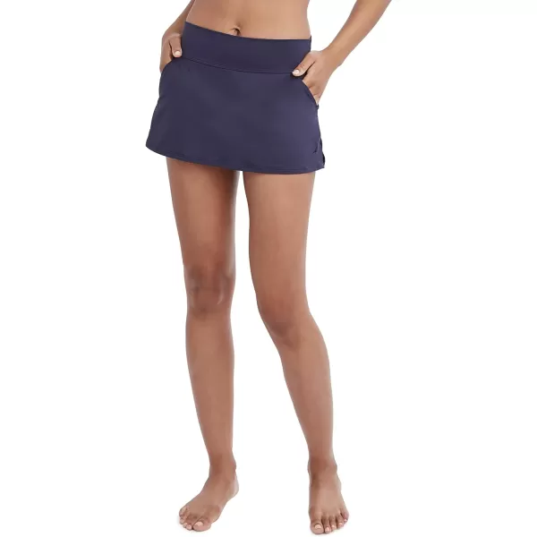 Nautica Womens Standard MidRise Core Flattering Wide Waistband Swim SkirtDeep Sea Navy