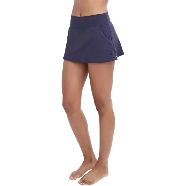 Nautica Womens Standard MidRise Core Flattering Wide Waistband Swim SkirtDeep Sea Navy