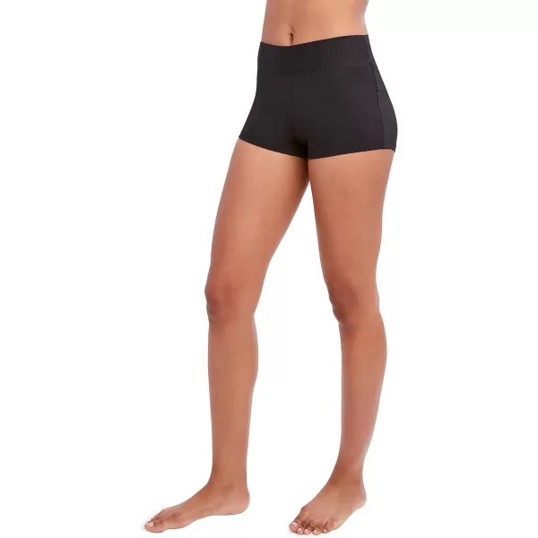 Nautica Womens Standard MidRise Flattering Wide Waistband Boy Leg Bikini Bottom SwimsuitBlack