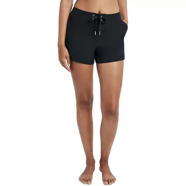 Nautica Womens Standard Solid 3 Core Stretch Boardshort with Adjustable Waistband CordBlack