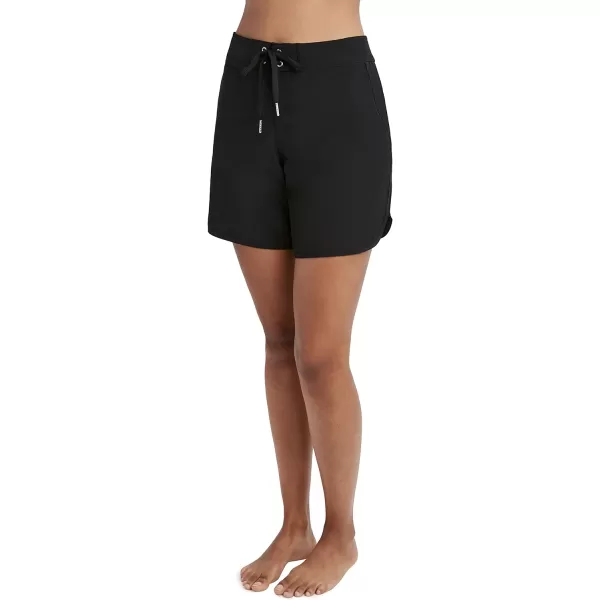 Nautica Womens Standard Solid 7 Core Stretch Quick Dry Board ShortBlack