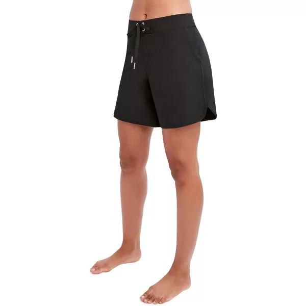 Nautica Womens Standard Solid 9 Core Stretch Boardshort with Adjustable Waistband CordBlack