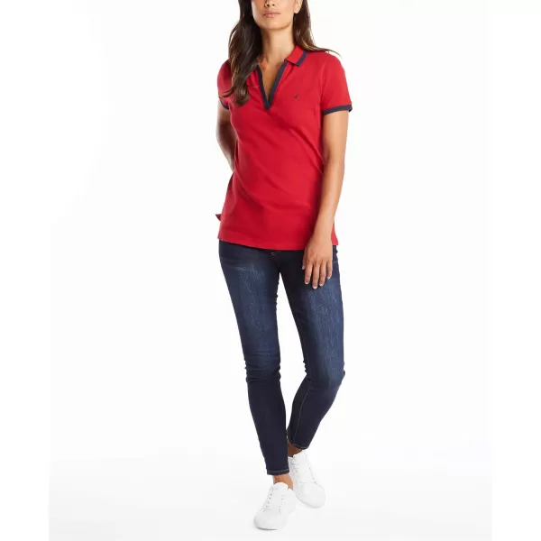 Nautica Womens Stretch Cotton Polo ShirtNautica Red