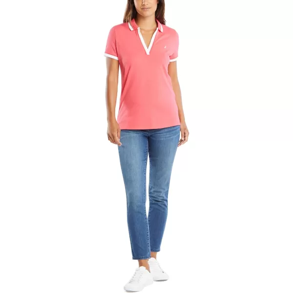 Nautica Womens Stretch Cotton Polo ShirtRouge Pink