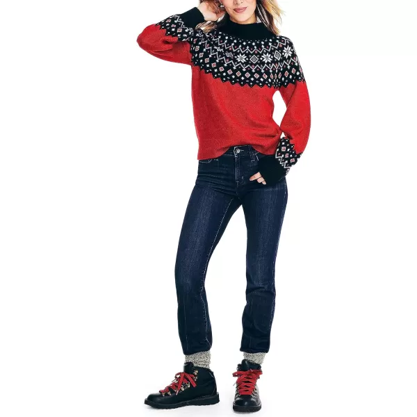 Nautica Womens Sustainably Crafted MockNeck Fair Isle SweaterFormula One