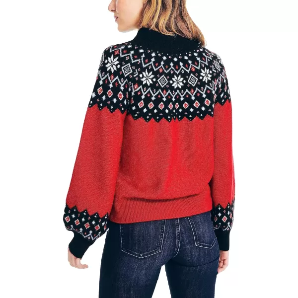 Nautica Womens Sustainably Crafted MockNeck Fair Isle SweaterFormula One
