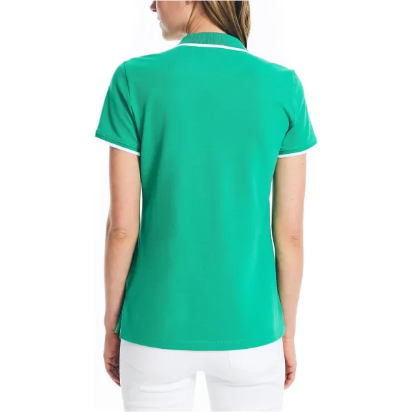 Nautica Womens Sustainably Crafted Ocean SplitNeck PoloSpinner Green