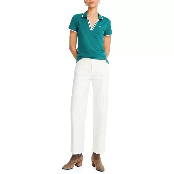 Nautica Womens Sustainably Crafted SplitNeck Ocean PoloBay Berry Green