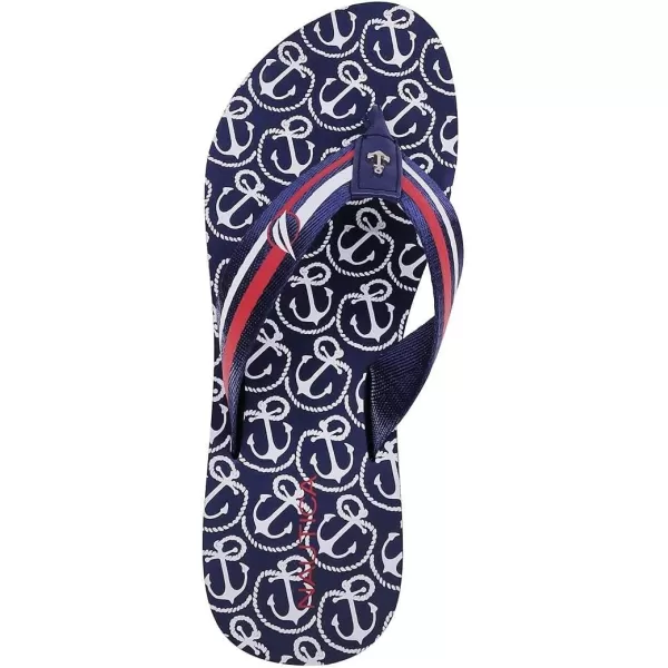 Nautica Womens Thong Strap Sandal FlipFlop Boat SlideNavy Anchor Print