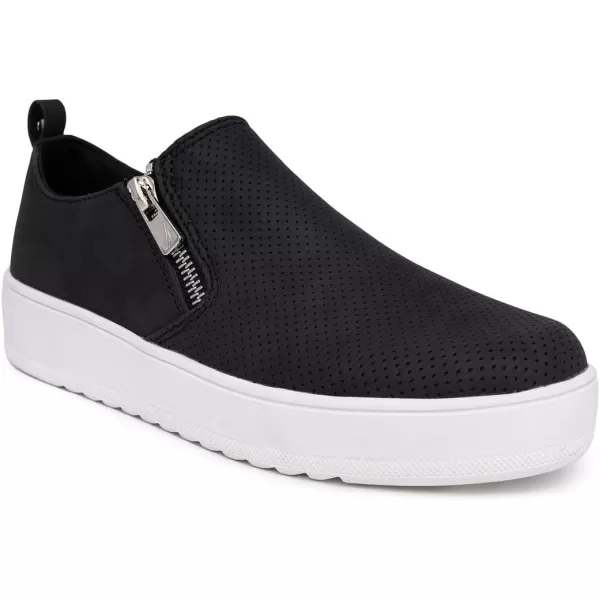 Nautica Womens Zipper SlipOn Oxford Sneakers LowTop Fashion Sneakers for Casual WalkingBlack