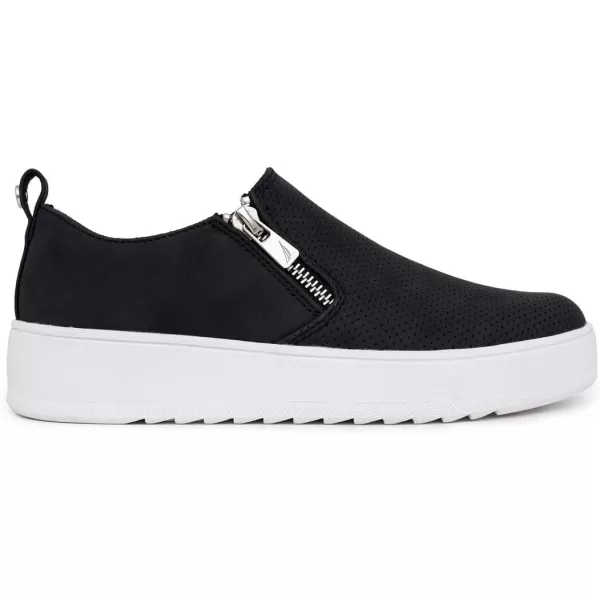 Nautica Womens Zipper SlipOn Oxford Sneakers LowTop Fashion Sneakers for Casual WalkingBlack