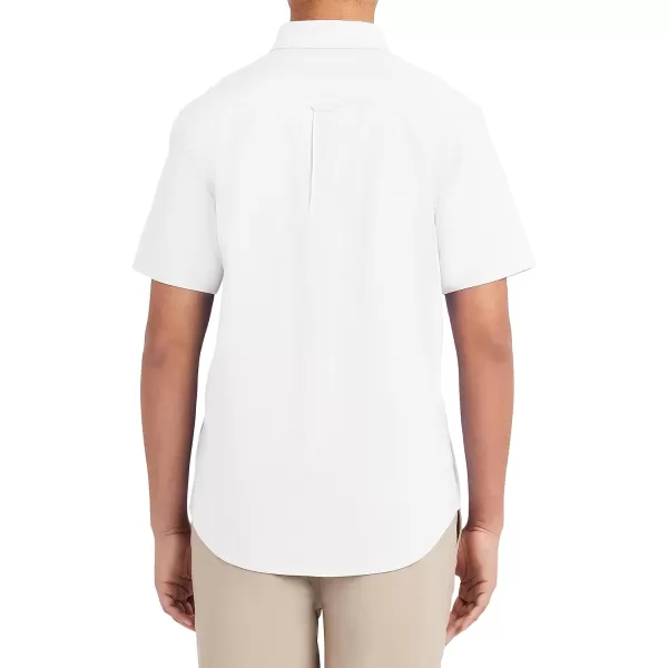 Nautica Young Mens Uniform Short Sleeve Performance Oxford ButtonDown ShirtWhite