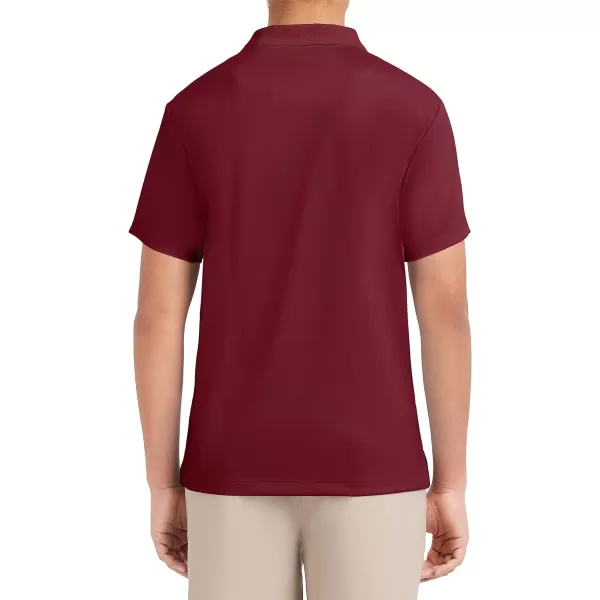 Nautica Young Mens Uniform Short Sleeve Performance PoloBurgundy