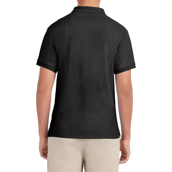 Nautica Young Mens Uniform Short Sleeve Stretch Pique PoloBlack