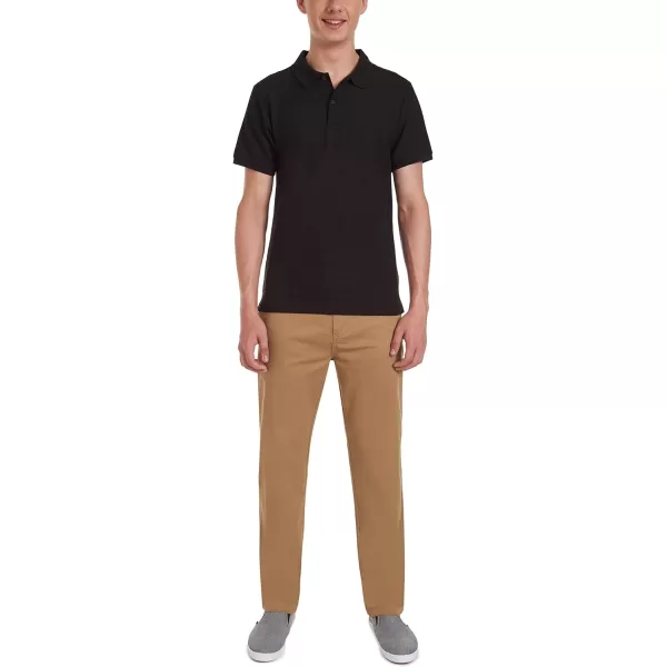 Nautica Young Mens Uniform Short Sleeve Stretch Pique PoloBlack