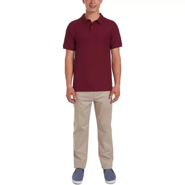 Nautica Young Mens Uniform Short Sleeve Stretch Pique PoloBurgundy