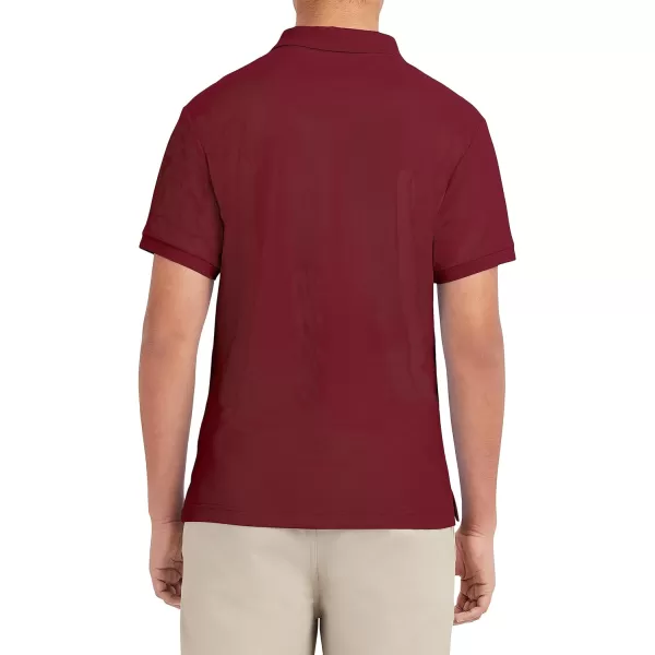 Nautica Young Mens Uniform Short Sleeve Stretch Pique PoloBurgundy